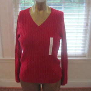 NWT CROFT & BARROW Cable Knit Red Sweater Size M